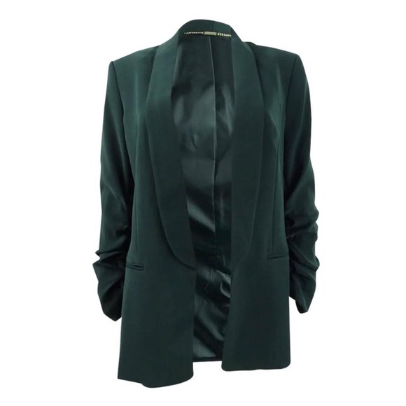 DKNY Dark Green Ruched Sleeve Blazer Jacket Size 8 - Picture 1 of 4